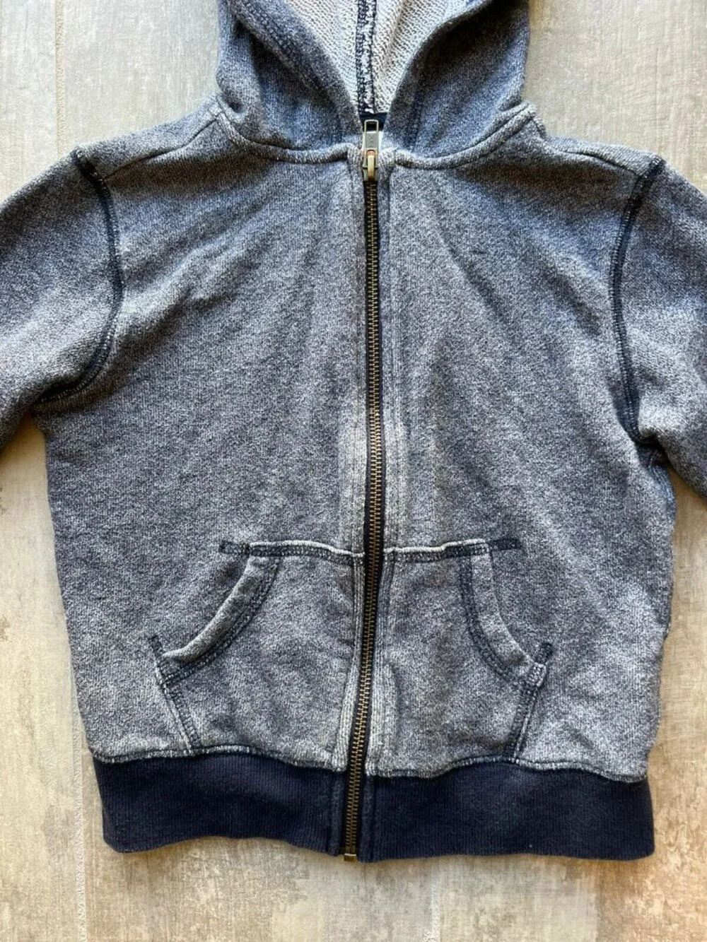 GYMBOREE Full Zip Up Hoodie Sweatshirt French Terry Denim Blue XS 4 Boys Toddler